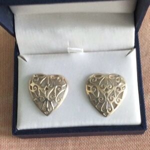 Women Sliver Filigree Heart Earrings post back tested as sliver